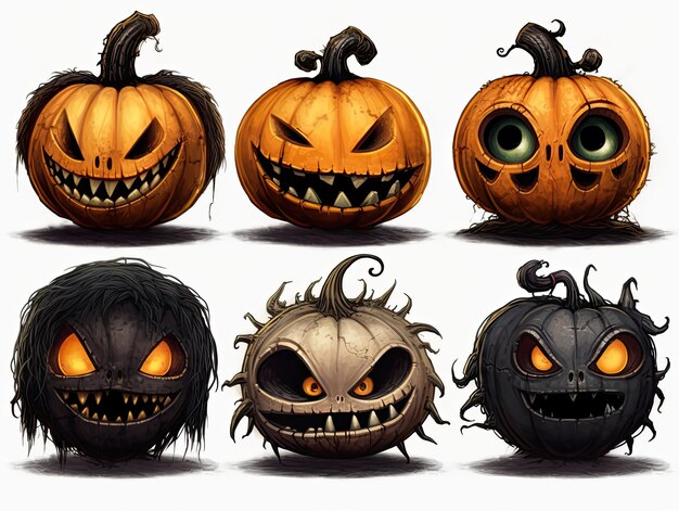 Collezione di personaggi spaventosi di zucca per Halloween