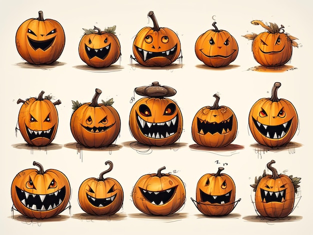 Collezione di personaggi spaventosi di zucca per Halloween