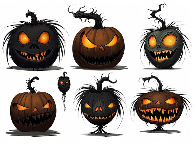 Collezione di personaggi spaventosi di zucca per Halloween