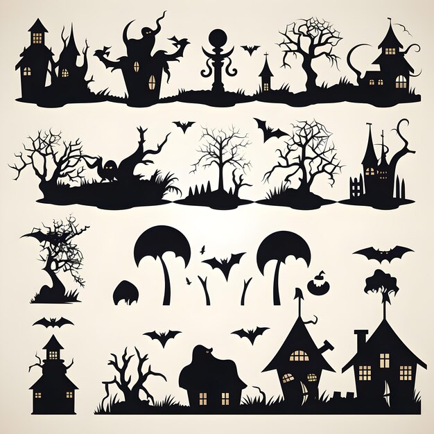 Collezione di risorse silhouette di Halloween