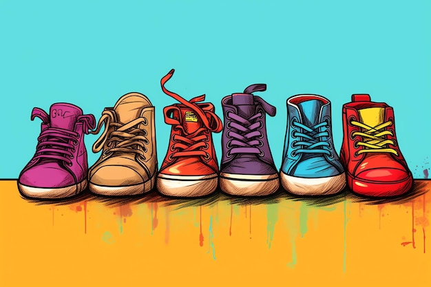 Collezione di scarpe per bambini in stile pop art