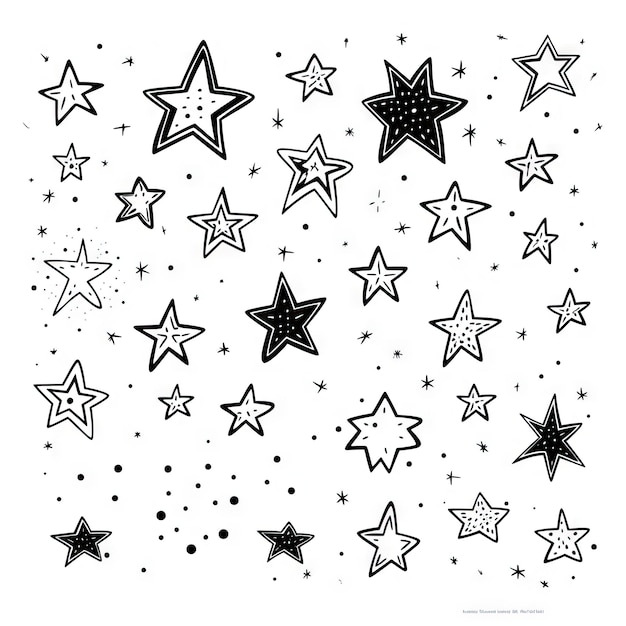 Collezione di schizzi di stelle disegnati a mano icone di pentagramma disegnate a mano forme di stelle doodle isolate