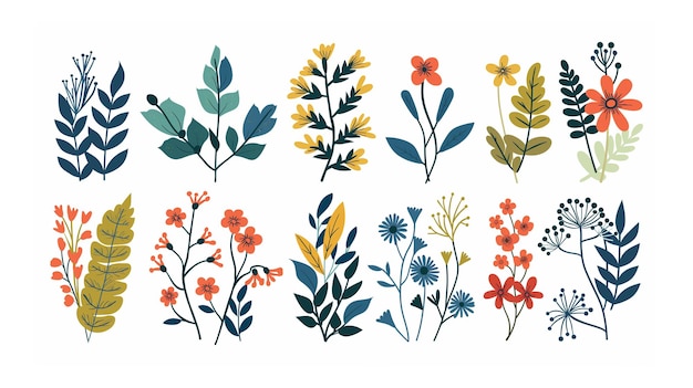 Collezione di tipi di grappoli di fiori illustrazione vettoriale