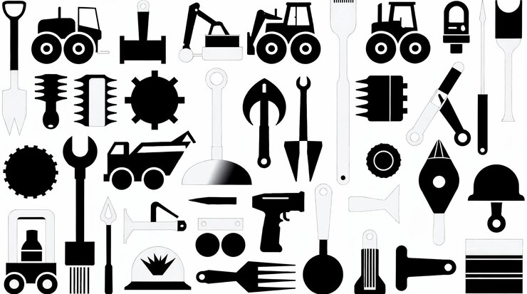 Foto collezione di utensili e attrezzature da costruzione
