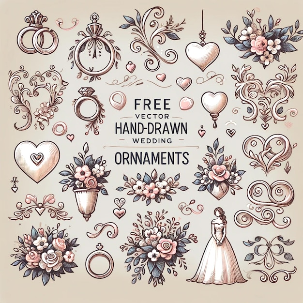 Collezione gratuita di ornamenti da sposa disegnati a mano