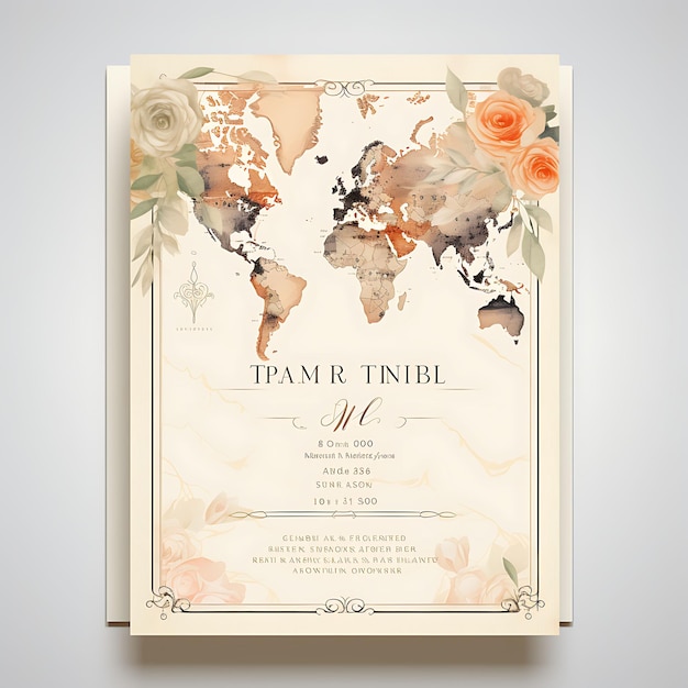 Collezione Mappa vintage Carta d'invito di matrimonio Mappa forma carta antica illustrazione idea design