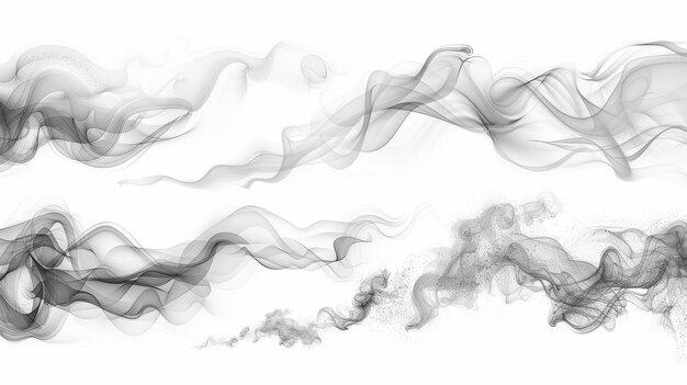 Collezione moderna di fumo isolato su uno sfondo trasparente Realismo onde di fumo bianco da caffè tè sigarette cibo caldo effetti di nebbia e nebbia