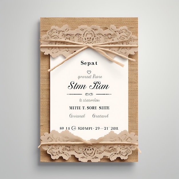 Collezione Rustic Burlap and Lace Wedding Invitation Card Rectangular S illustrazione idea design