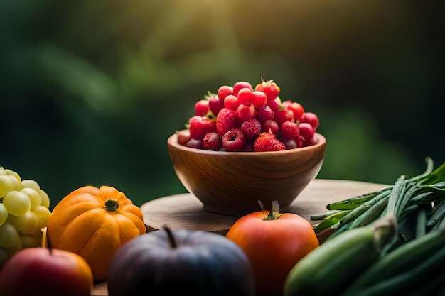 Collezione vibrante di frutta e verdura sane generate