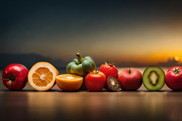 Collezione vibrante di frutta e verdura sane generate