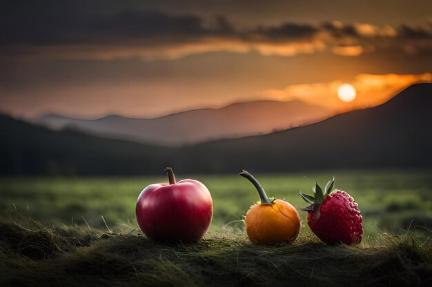 Collezione vibrante di frutta e verdura sane generate