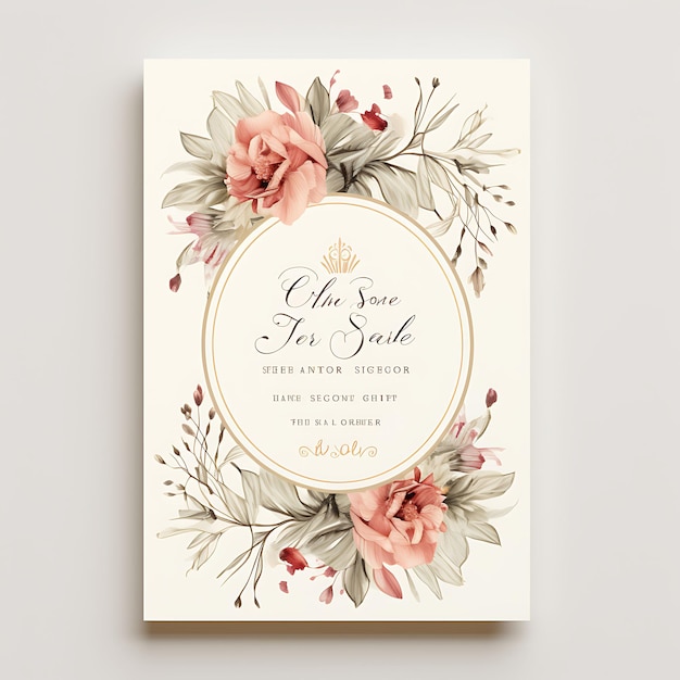Collezione Vintage Floral Wedding Invitation Card Forma ovale Testurata C Illustrazione idea design