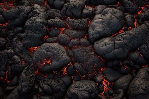 Collina di lava calda congelata Trama di pietra con flusso di terreno roccioso Genera Ai