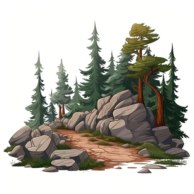 Collina rocciosa con pini