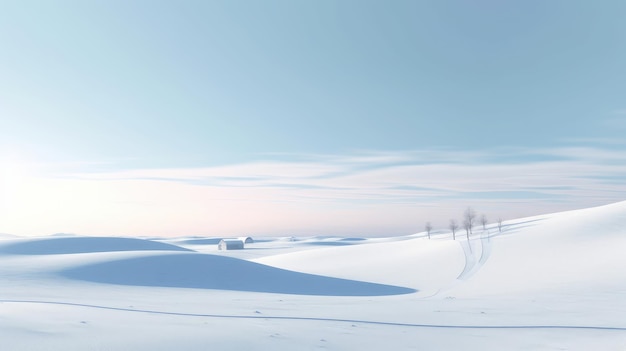 Colline innevate con un design pulito e minimalista generato dall'intelligenza artificiale