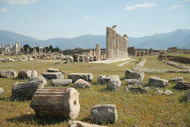 Colonne a Laodicea sull'antica città di Lico a Denizli Turkiye