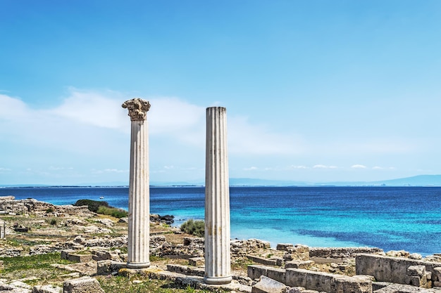 Colonne di Tharros in una giornata limpida Sardegna