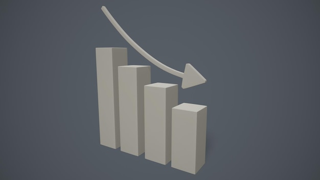 Colonne statistiche per la rappresentazione delle informazioni Salti geometrici finanziari in borsa 3drendering