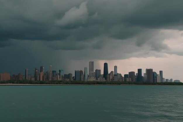 Colorata pellicola cinematografica foto a colori dello skyline di chicago nello stile di paesaggi realistici