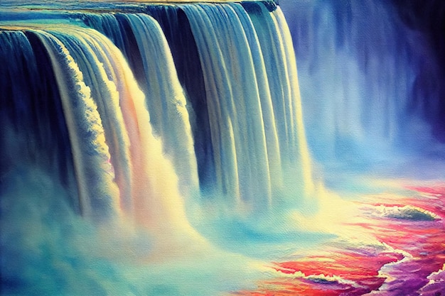 Colorate Cascate del Niagara Canada Bellissimi dipinti fotorealistici