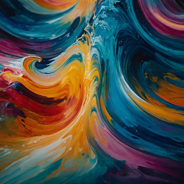 Colorate onde vibranti e vortici sfondo di pittura ad olio astratta
