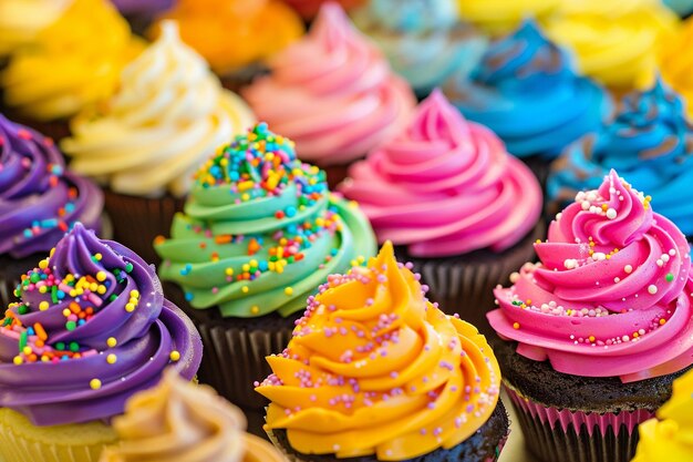 Colorate prelibatezze di cupcake Una sensazione dolce