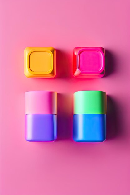 Colorato antistress agitato push pop it giocattolo sensoriale per bambini isolato su sfondo rosa con co