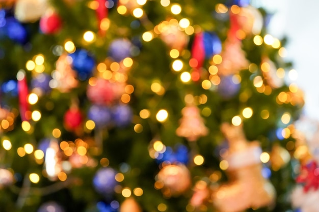 Colorato bellissimo cerchio sfocato bokeh sfondo sfocato nel concetto e tema di Natale