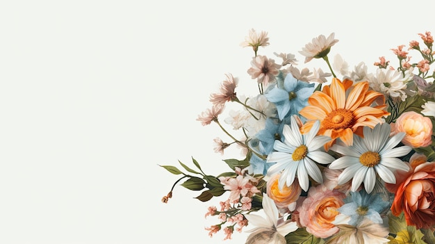 Colorato bouquet di fiori su sfondo bianco Copia spazio