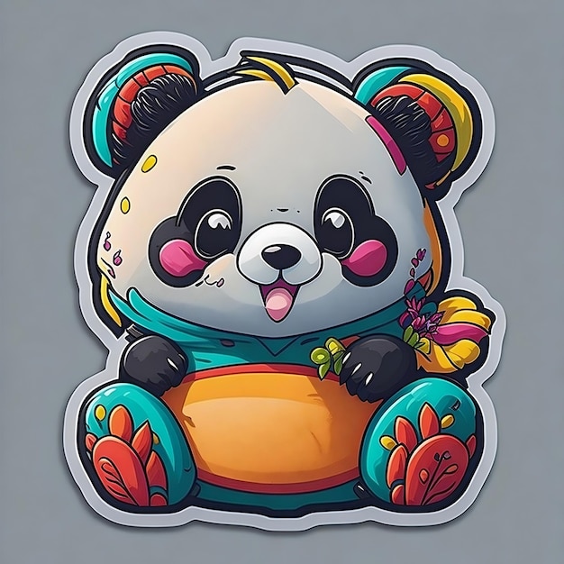 Colorato carino Panda Sticker disegno vettoriale