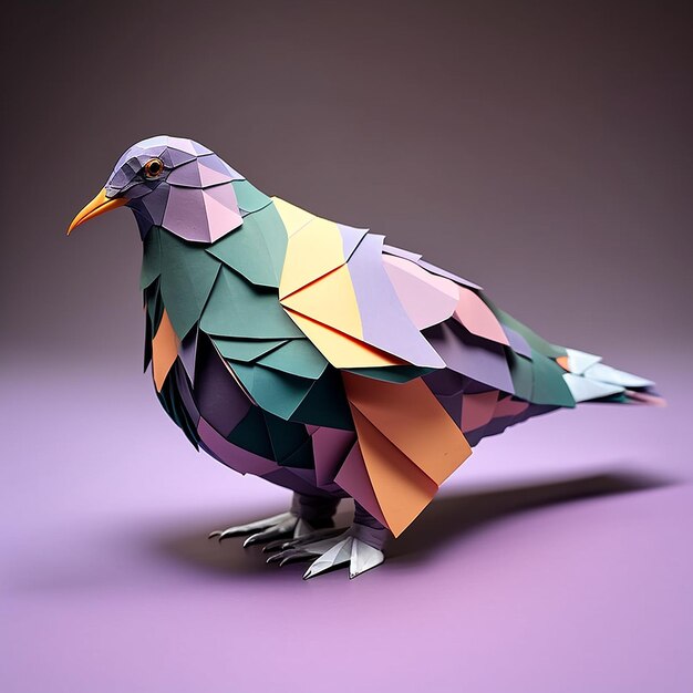 Colorato geometrico low poly piccione uccello opere d'arte AI generato