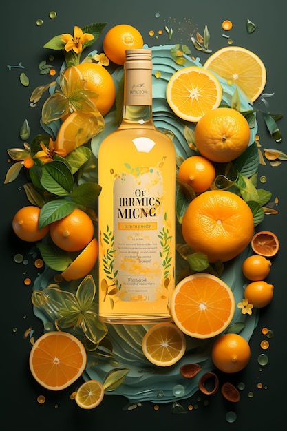 Colorato liquore d'arancia agrumi con una combinazione di colori vivaci e vivaci idee creative di progettazione del concetto