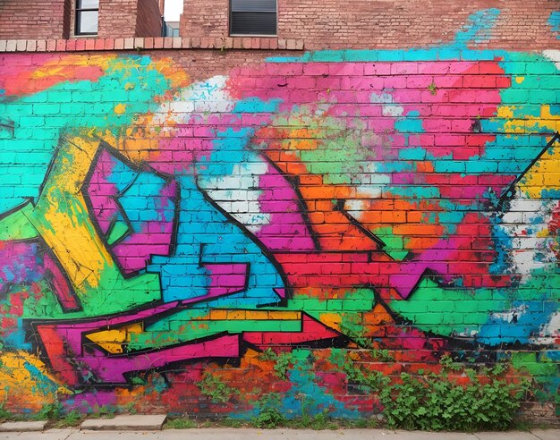 colorato muro di graffiti generato dall'intelligenza artificiale