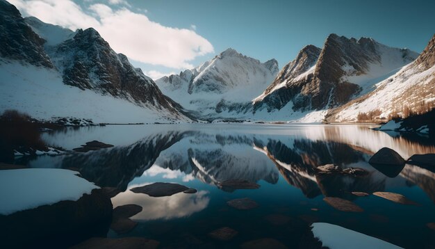 Colorato panorama estivo del lago Lac Blanc con il Monte Bianco sullo sfondo