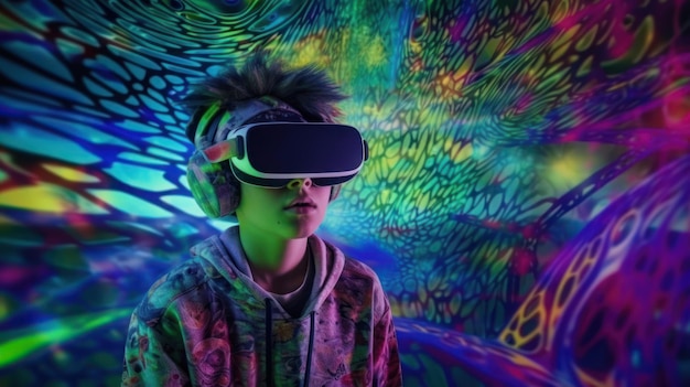 colorato ragazzo auricolare VR