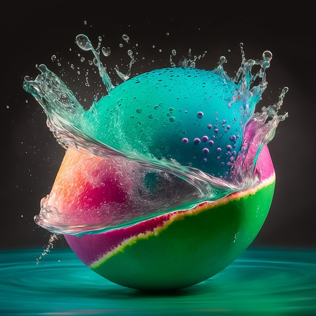 Colorato un palloncino d'acqua che scoppia AI Generato