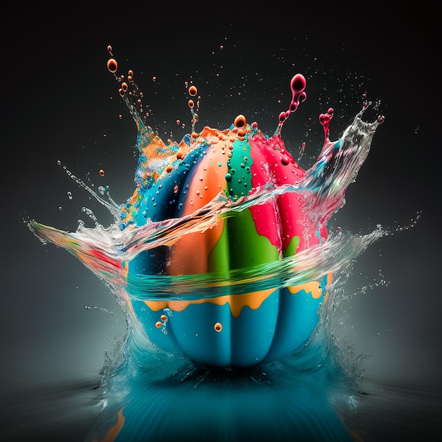 Colorato un palloncino d'acqua che scoppia AI Generato