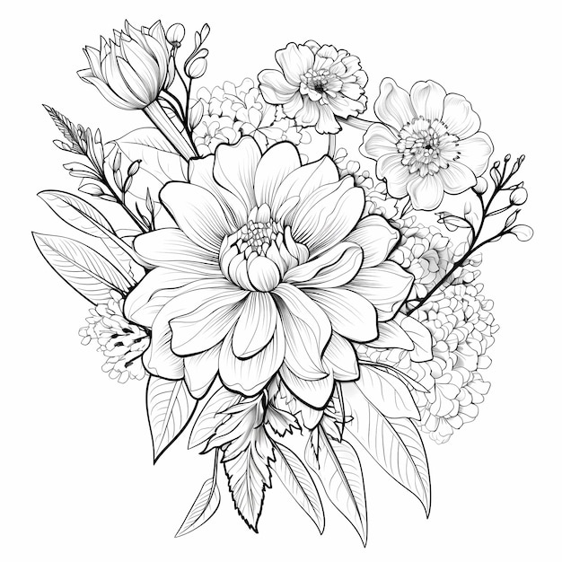 Coloratrici in bianco e nero con fiori in fiore