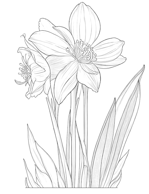 Colorazione di fiori Libro 'Narcisse' line art illustrazione vettoriale