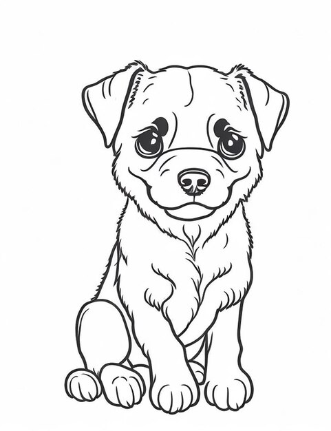 Colorazione di una pagina per bambini Colorazione di un'illustrazione per cani carini