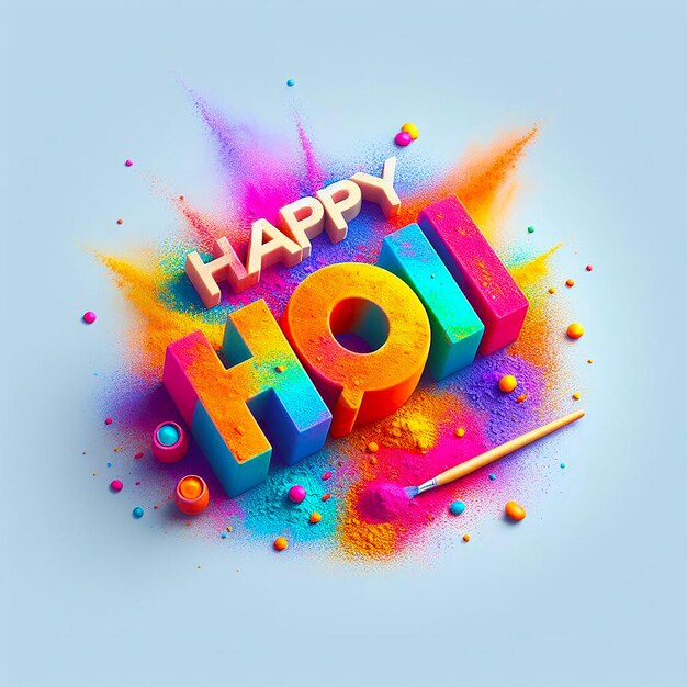 Colorazione Happy Holi Effetto di testo 3d Sfondi Happy Holi