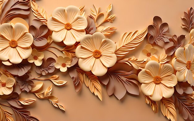 colore arancione foglia di parete 3d foglia di fiore sfondo carta da parati