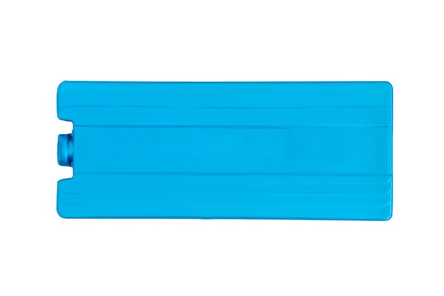 Colore blu della batteria per celle frigorifere in plastica su sfondo bianco, vista dall'alto