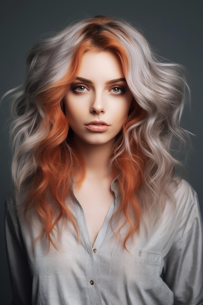 Colore dei capelli argento che è argento e arancione