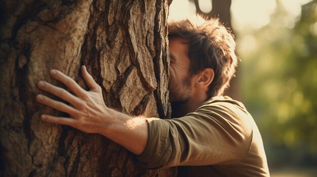 Colore dell'albero grande abbracciante umano della selezione del tono hipster