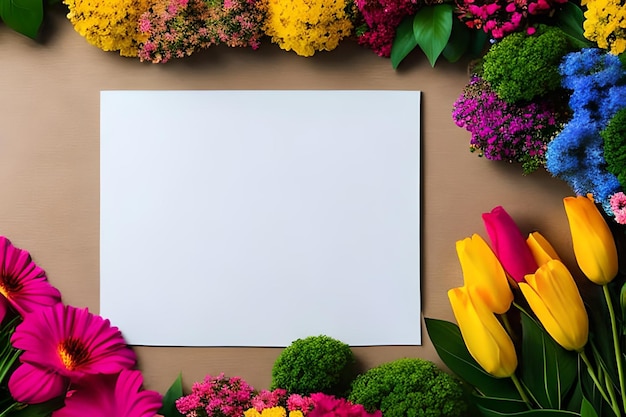 Colore della carta bianca per il testo con il fiore che circonda il colore di sfondo