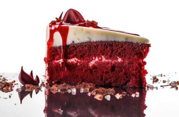 Colore di torta rossa dolce rotondo vetrato delizioso luccicante torte di frutta su sfondo bianco astratto illustrazione generativa AI