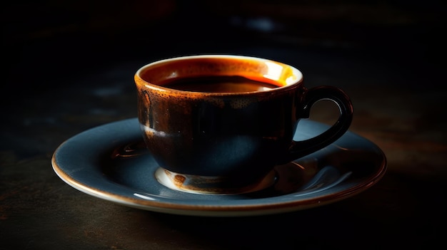 Colore ricco e intenso di un espresso appena preparato Generato dall'intelligenza artificiale