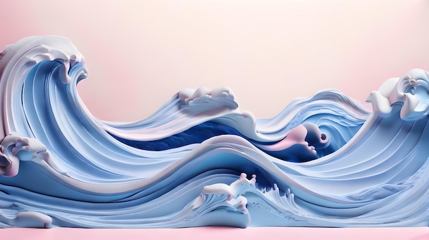 colore rosa 3D onde marine paesaggio acquatico sfondo carta da parati