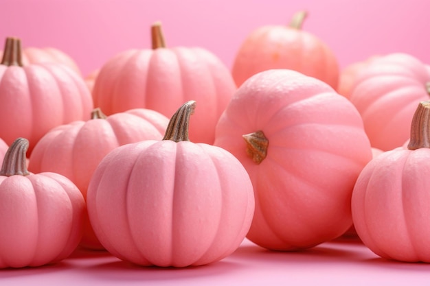 Colore rosa zucche fresche Halloween e concetto di Ringraziamento Illustrazione generativa AI